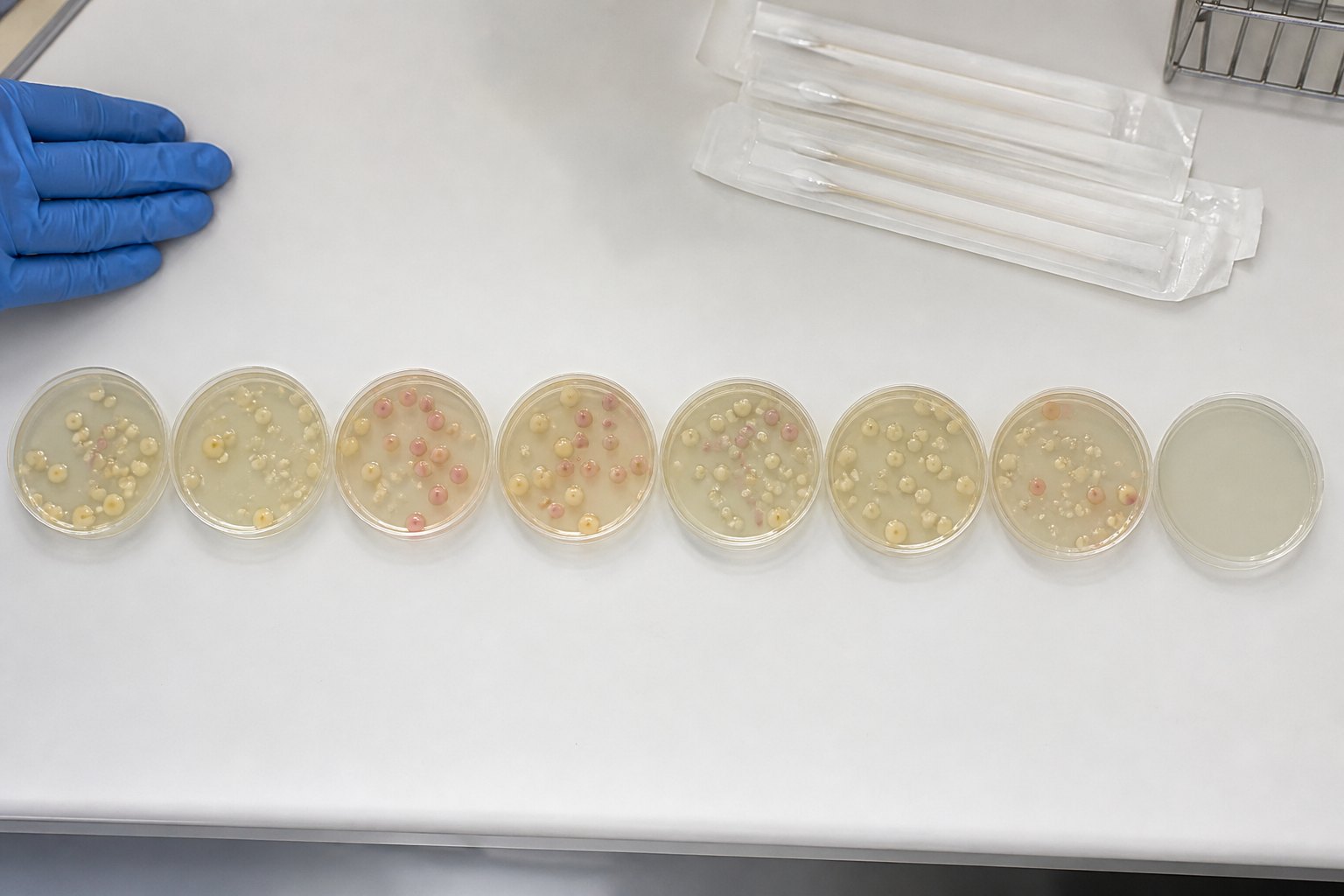 Petri dishes from the swab test