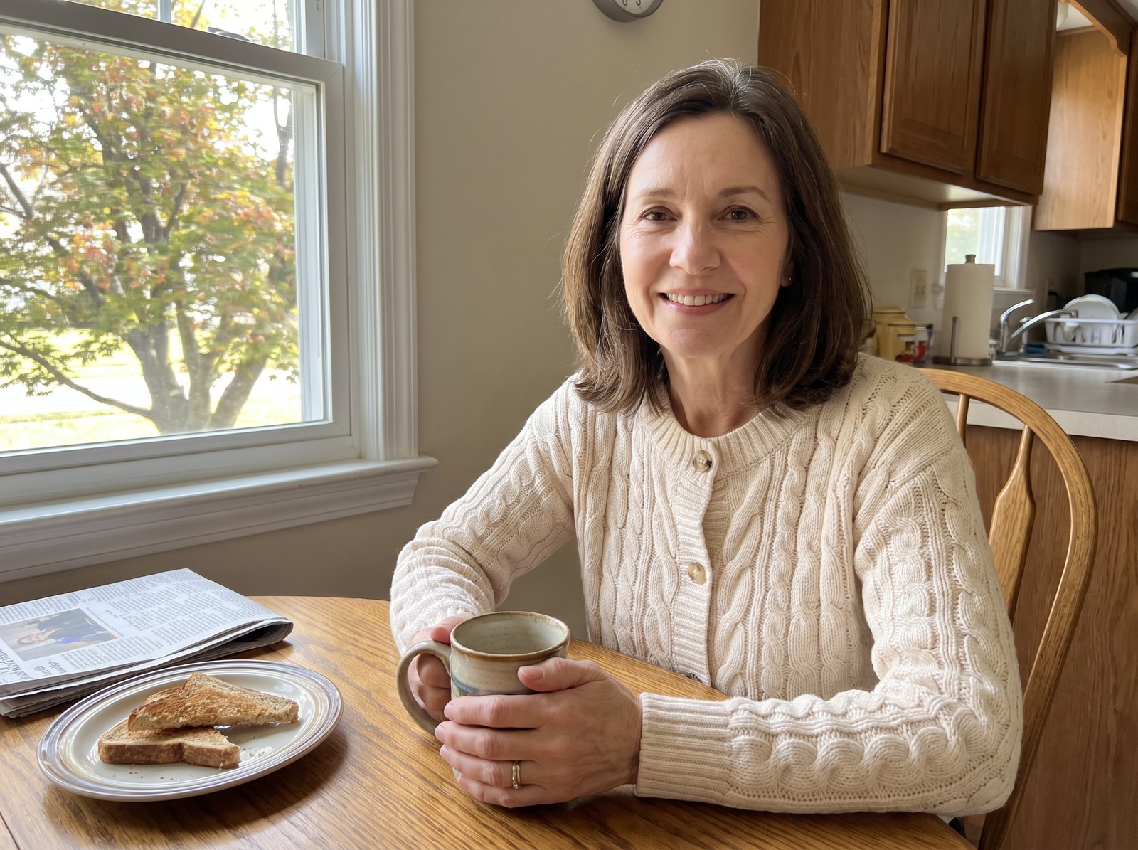 Carol Mitchell at her kitchen table in Pennsylvania